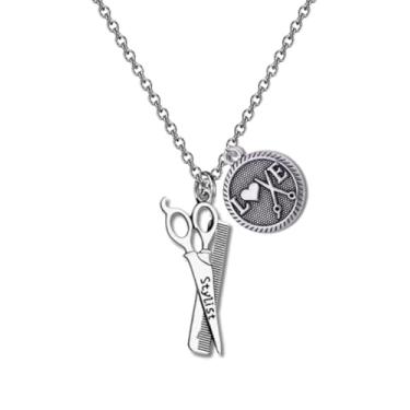 Imagem de Infinity Collection Colar de cabeleireiro - Pingente de amor com tesoura, joia para cosmetologia, escola, formatura, presente de cabeleireiro, presente de cabeleireiro