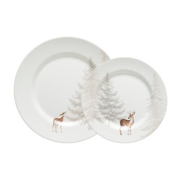 Imagem de Jogo Copa E Cia 12 Peças Aquarelle Natal Em Cerâmica Rena Bosque