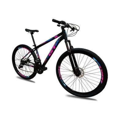 Imagem de Bicicleta Aro 29 Alumínio Freio Hidráulico 24 Marchas Quadro 19" Azul Rosa