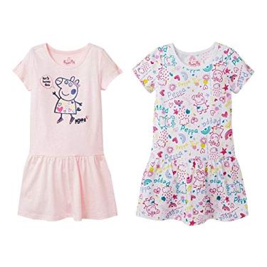 Imagem de Peppa Pig Pacote com 2 camisetas de manga curta para bebês tamanho único, Rosa/branco, 3 Anos