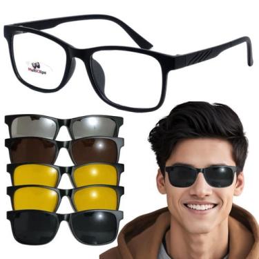 Imagem de Armação de óculos para grau com 5 lentes solar noturno Anti Luz Azul -