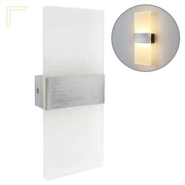 Imagem de Arandela Interna Prata Escovado Acrilico Led Cabeceira Lup96 - Acende 