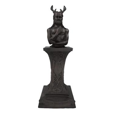 Imagem de Ebros Neopaganismo Estátua Wicca da Deidade Primária com o Busto de Deus Chifrudo Masculino no Pedestal Estatueta Wicca Decoração de Casa (Deus Chifrudo Masculino)