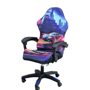 Imagem de Capa para cadeira de jogos, capa de assento de cadeira de jogos elástica integrada com ajuste universal com apoio de braço (estilo 3)