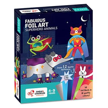 Imagem de Chalk and Chuckles Kit de arte e artesanato, arte fabulosa, presente para meninos, meninas de 4 a 9 anos de idade, crie 12 imagens temáticas de animais de super-heróis, brinquedos criativos para