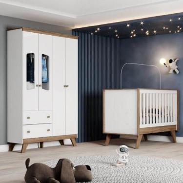 Imagem de Quarto de Bebê Berço Roupeiro Retro Confete Branco - Henn