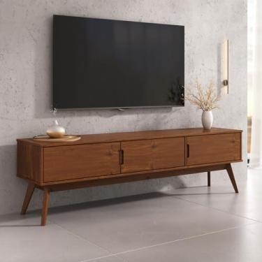 Imagem de IDIMEX Rack TV 180 cm Sala Retrô 75 Polegadas Pés Madeira 3 Portas cor Castanho Tivoli Moderno