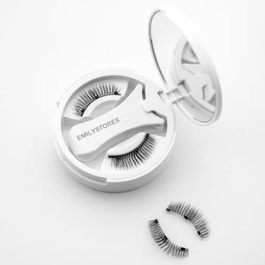 Imagem de EMILYSTORES Cílios magnéticos, preto natural, cílios postiços reutilizáveis com aplicador, sem necessidade de cola (MLT08)