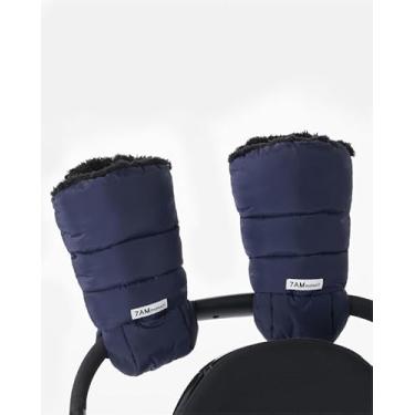 Imagem de Luvas Warmmuffs para carrinho de bebê Enfant das 7h – Luvas anticongelantes para guidão, repelente de água, aquecedor de mãos para clima frio, forro de pelúcia para carrinho de bebê (azul marinho)