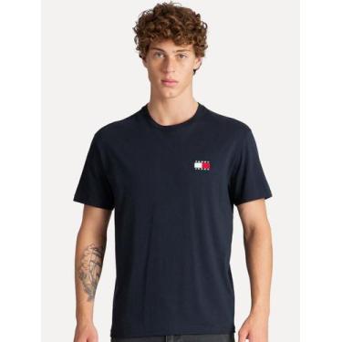 Imagem de Camiseta Tommy Hilfiger Masculina Regular Badge Logo Tee Azul Marinho,