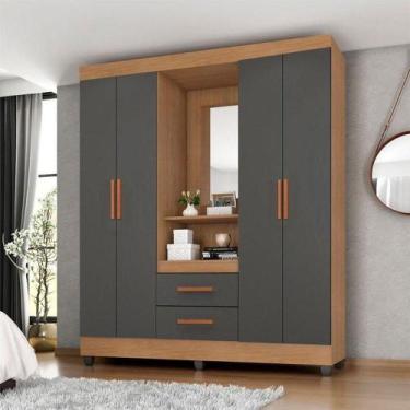 Imagem de Guarda Roupa Casal Capela Ambiente Lite Nature Cinza  Móveis Leão