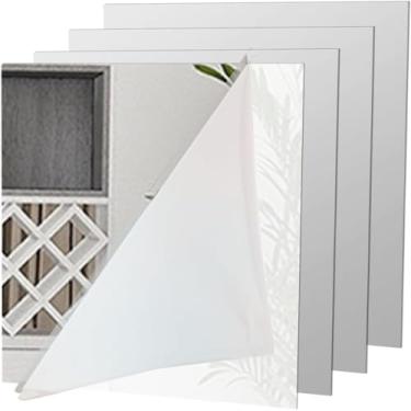 Imagem de Telhas De Espelho De Parede De Acrílico Full Legth, Espelho De Segurança De Parede De 2 Mm De Espessura Folhas De Espelho Autoadesivo Para Quarto Academia Em Casa, 12x12 Inches