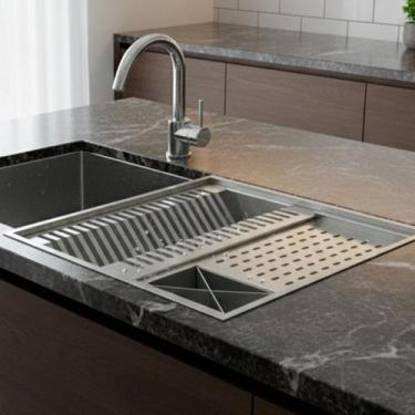 Imagem de Calha Quadrada Canal Organizador Embutir Úmida Inox 50x40cm - Stillus 