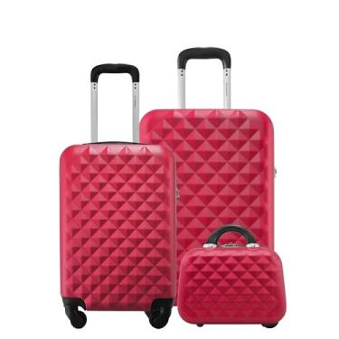 Imagem de Kit 2 Malas Rígidas 360° Mala de bordo 10kg e Média 23kg com Frasqueira Gladiador D1PMFRAD1 (Cereja)