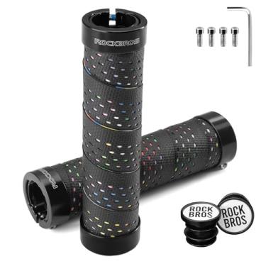 Imagem de ROCKBROS Punhos de guidão de bicicleta, guidão antiderrapante de 22,2 mm para bicicletas, design de fita de guiador envolvente de silicone e EVA, trava dupla de liga de alumínio com parafusos