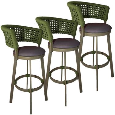 Imagem de 3 Banqueta Corda Náutica em Alumínio Balcão Jardim, Edícula Balcão, Edícula, Cozinha Trama