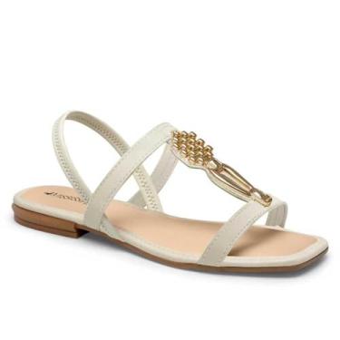 Imagem de Sandália Feminino Mississipi Rasteira Pedraria Off White 37