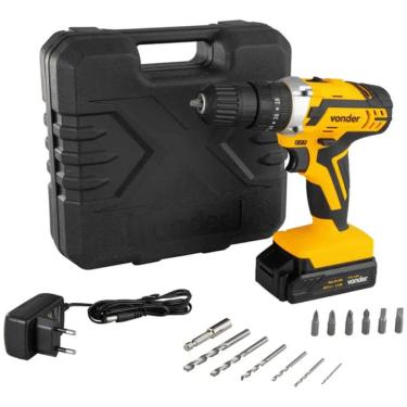 Imagem de Parafusadeira Furadeira de Impacto  Bateria 3/8 Polegadas PFV 238I - Preto/Amarelo Vonder