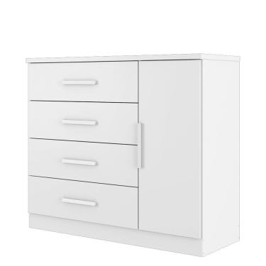 Imagem de Cômoda Gênova 1 Porta e 4 Gavetas Branco Absoluto - Zanzini Móveis