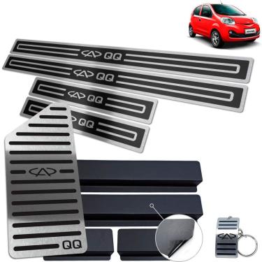 Imagem de Soleiras Com Descanso Chery QQ 2015 A 2020 Preto Alto Relevo