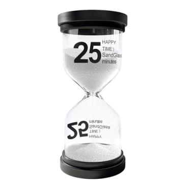 Imagem de Temporizador de areia de 25 minutos, relógio de areia de plástico para crianças, ampulheta acrílica inquebrável, pequena ampulheta de 25 minutos para sala de aula, jogos, decorativa (branca)