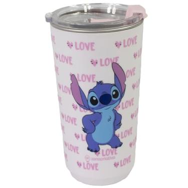 Imagem de Zonacriativa – Copo Sky 500ml Stitch Love | Copo Térmico com Parede Dupla Inóx, Tampa Antivazamento c/Vedação por Pressão | Ideal para Levar Sua Bebida com Segurança em Qualquer Lugar