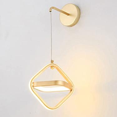 Imagem de Luminária de parede moderna, arandela de metal dourada, luminária geométrica de parede LED, luminária de parede simples, luminária de parede interna para decoração de sala de estar e quarto