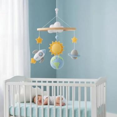 Imagem de Móbile Baby Berço Bebê Menino Planetas Foguete Astronauta Espaço Universo Produto Artesanal