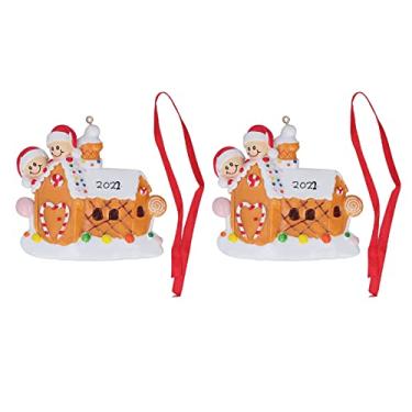 Imagem de Árvore de natal pingente resina esculpida pintados à mão ornamento de suspensão de natal para casa jardim escritório decoração 2 peças conjunto com corda vermelha (22-W249)