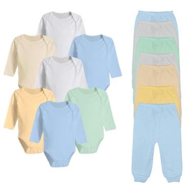Imagem de Kit Roupa De Bebê 14 Peças Body Manga Longa E Mijão Algodão - Koala Ba