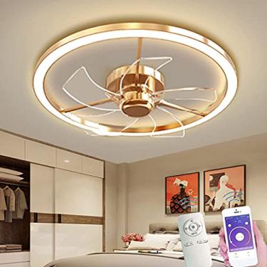 Imagem de Ventiladores de teto modernos com iluminação LED Lâmpada de teto Ultra silenciosa com controle remoto Sala de jantar Quarto Velocidade do vento ajustável regulável Quarto infantil Restaurant