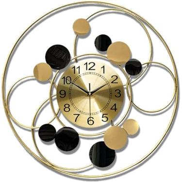 Imagem de YTHLZVBP Relógio de parede de arte moderna relógio de parede grande decorativo com pêndulo, relógios de parede de metal silenciosos modernos sem tique-taque para sala de estar, quarto, escritório