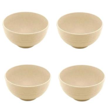 Imagem de Kit 4 Tigelas Bowl Fibra de Bambu 350ml Sobremesas Sorvetes - Fx, Bege