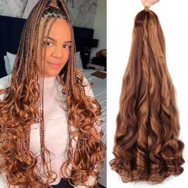 Imagem de 8 pacotes de cabelo trançado encaracolado francês 61 cm solto ondulado saltitante pré esticado para mulheres negras (P30/33, 61 cm (pacote com 8))