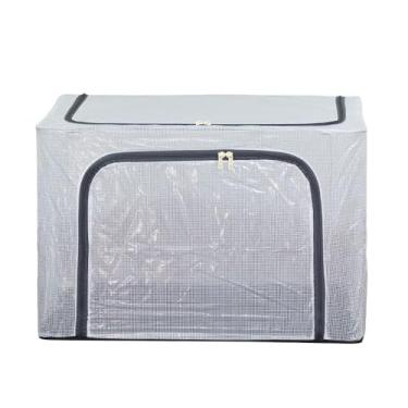 Imagem de Caixa Organizadora Empilhável, Material Durável, Design Moderno, Ideal para Roupas e Acessórios, Transparente com Zíper