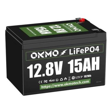 Imagem de Bateria de lítio LiFePO4 OKMO 12V 15Ah 4000+ ciclos de 10 anos