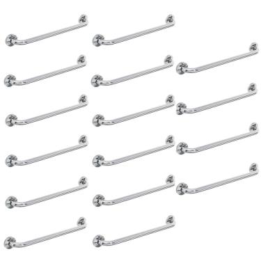 Imagem de Barra Alça de Apoio 80cm Inox Kit 16 Uni Idoso Cadeirante Suporte Deficiente Corrimao Banheiro Box Corrimao