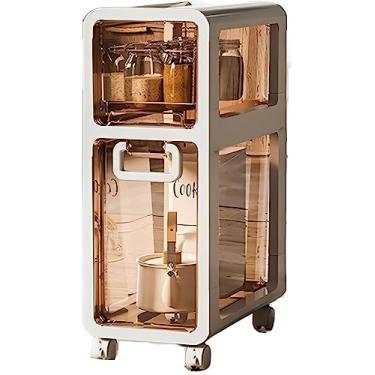 Imagem de Armário de banheiro fino, armário de armazenamento de papel higiênico fino de grande capacidade com gavetas e rodízios transparentes, armário de armazenamento de papel higiênico à prova d'água para