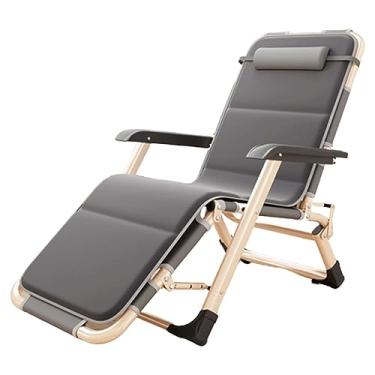 Imagem de ZYHSIJOBAS Espreguiçadeira dobrável portátil dobrável espreguiçadeira ajustável de metal cadeira reclinável de jardim para casa poltrona reclinável ao ar livre fácil de transportar