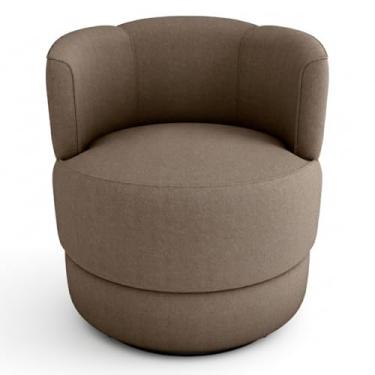 Imagem de Poltrona Decorativa Giratória Base De Ferro Marselha Conforto e Elegância (Suede Marrom)