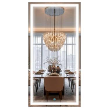 Imagem de Espelho Retangular 80x40 Com Led decorativo Jateado Lapidado - Espaço 