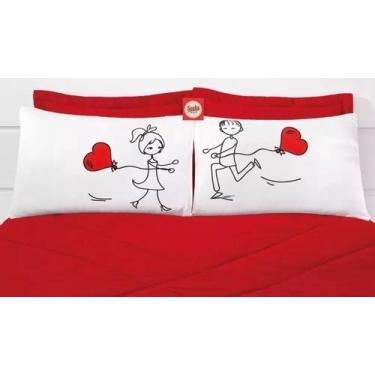 Imagem de Kit Fronhas Personalizadas Casal Coração Abraço - Gama Acessórios