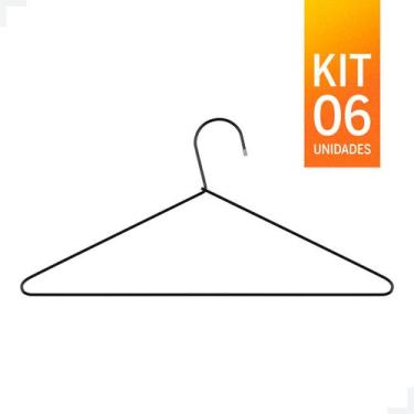 Imagem de Solução Prática: Kit de 6 Cabides Tintureiros Pretos para Roupas Sem M