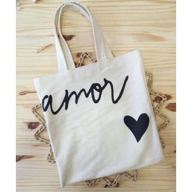 Imagem de Ecobag com frase amor - 1 unidade - Ecobag branca