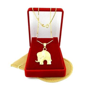 Imagem de Corrente Feminina 60cm 1mm Elefante Folheado Ouro 18k CR284 - Wnbijout
