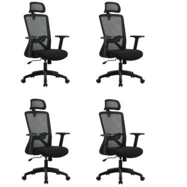 Imagem de Kit com 4 Cadeiras para Escritório Presidente NR17 Office Dallas - Esp