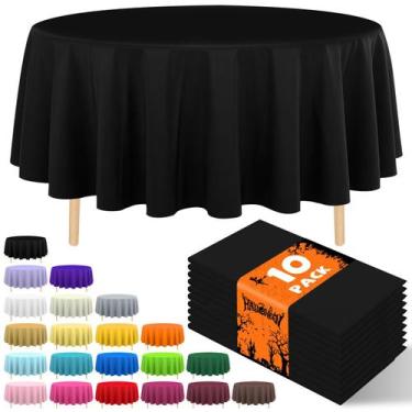Imagem de Manteles Desechables Negros Redondos JHDZDHY Paquete de 10 de 213 cm