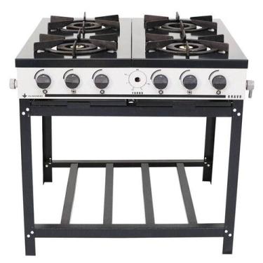 Imagem de Fogão Industrial Gás Baixa Pressão Bravo 4 Bocas Br4b Venâncio - METAL