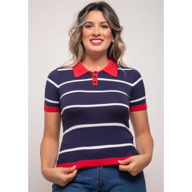 Imagem de Blusa Pau a Pique Modal gola polo Azul Marinho