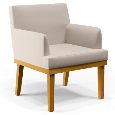 Imagem de Poltrona Decorativa Para Sala de Estar e Recepção Beatriz W01 Linho Cru - Lyam Decor
